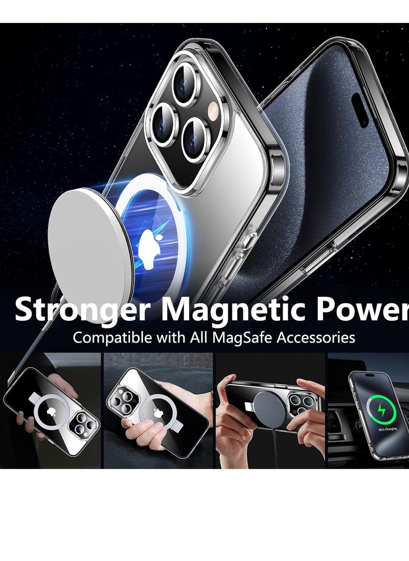 YoYoTech - Designed for iPhone 15 Pro Max Case with Matte Finish Translucent Magnetic Invisible Stand [Compatible with MagSafe] [Military Grade Drop Tested] Non-Yellowing Shockproof Protective Slim Case-Clear - Image 1