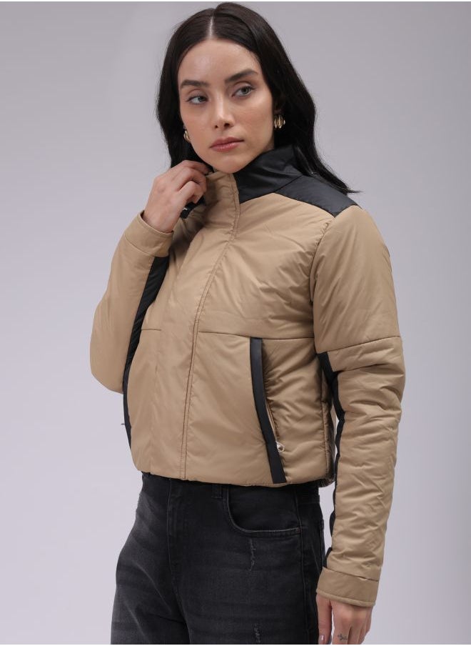 Freehand Women Regular Fit Colourblocked Puffer Jacket  - Image 4