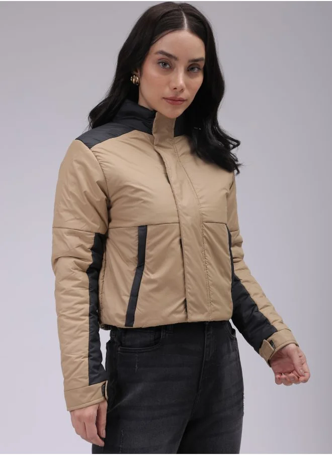 مرفوعة Women Regular Fit Colourblocked Puffer Jacket