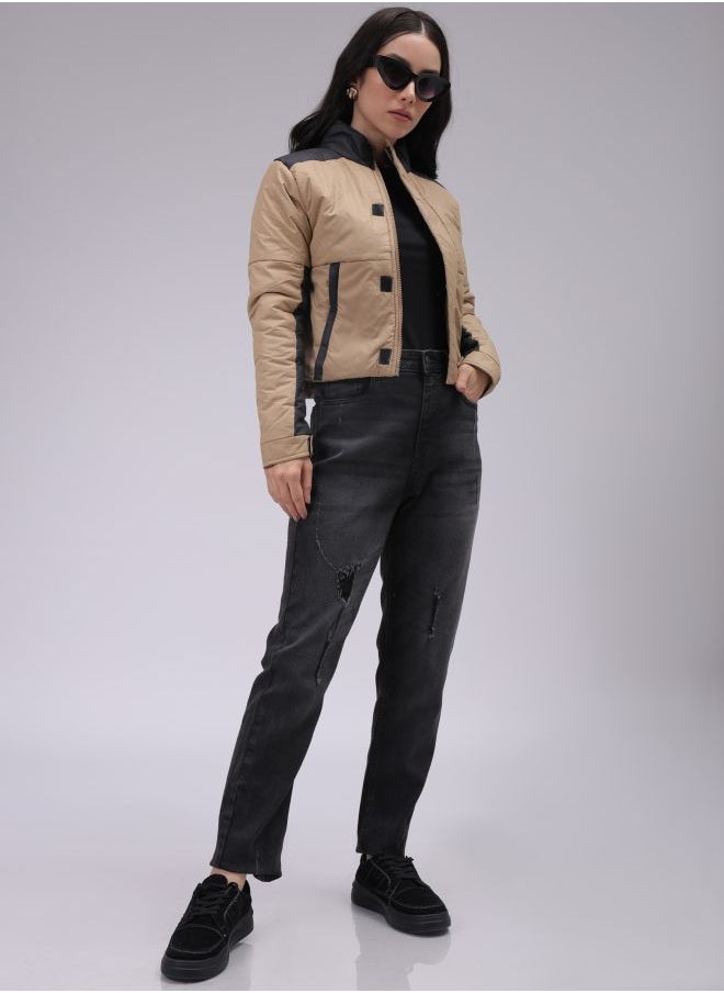 Freehand - Women Regular Fit Colourblocked Puffer Jacket - Image 1