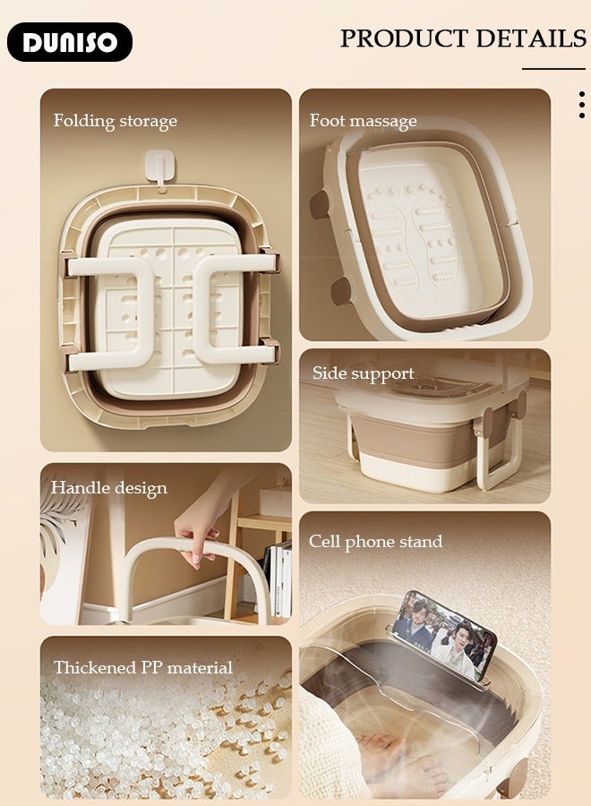 ميكسد Collapsible Foot Bath Basin with Lid and Hidden Handle, Portable Foot Soak Tub with Foot Massager, Folding Foot Tub for Soaking Feet, Pedicure Foot Spa Bucket for Relieving Fatigue And Body Stress,  - Image 2