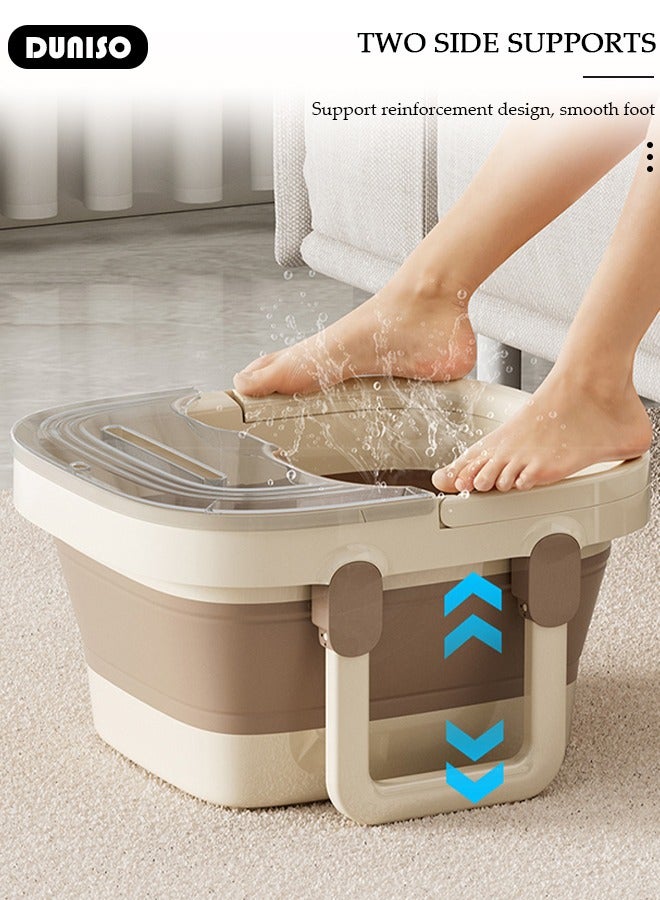 ميكسد Collapsible Foot Bath Basin with Lid and Hidden Handle, Portable Foot Soak Tub with Foot Massager, Folding Foot Tub for Soaking Feet, Pedicure Foot Spa Bucket for Relieving Fatigue And Body Stress,  - Image 3