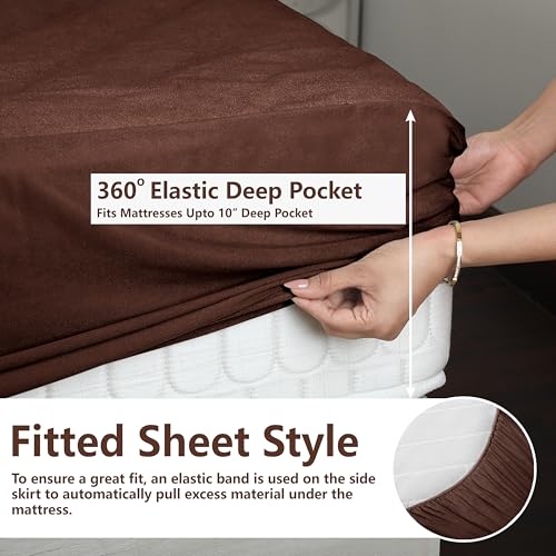 Daksh 100% Waterproof Mattress Protector Large King Size, Ultra Soft Cotton Feel Terry Mattress Cover, Breathable & Hypoallergenic Fitted Bed Protector - 84"x72", 7x6 Feet, Large King Size, Brown - Image 4