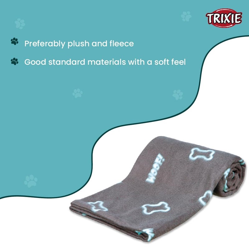 Trixie : - Barney Fleece Blanket for Pets | Made with Polyester Fleece Filling, Keeps Your Pet Warm & Cosy | Also Protects The Furniture from Pet Hair & Dirt - 150 × 100 cm, Taupe - Image 4