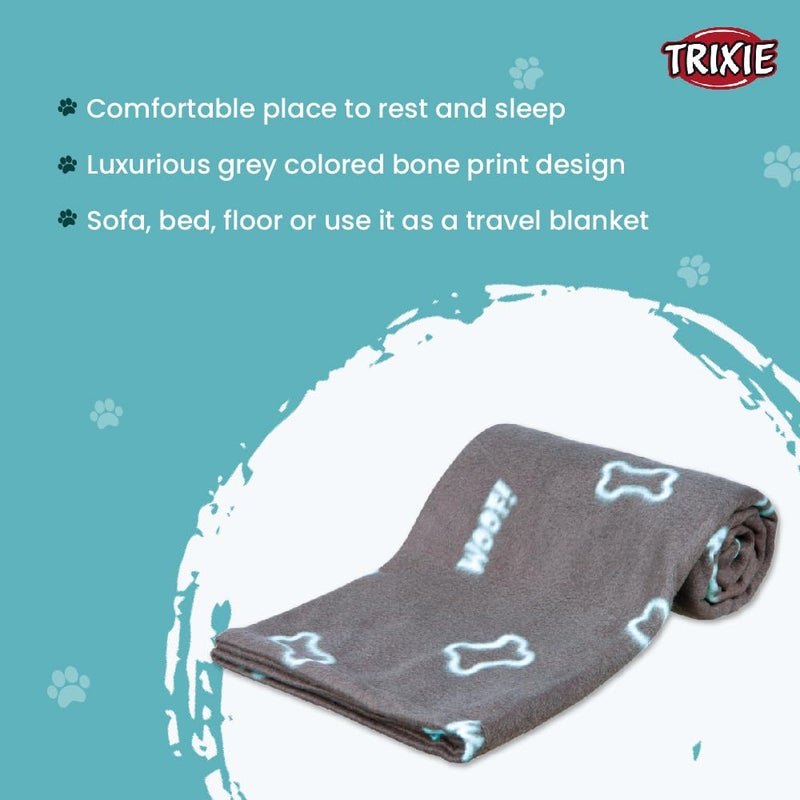Trixie : - Barney Fleece Blanket for Pets | Made with Polyester Fleece Filling, Keeps Your Pet Warm & Cosy | Also Protects The Furniture from Pet Hair & Dirt - 150 × 100 cm, Taupe - Image 2