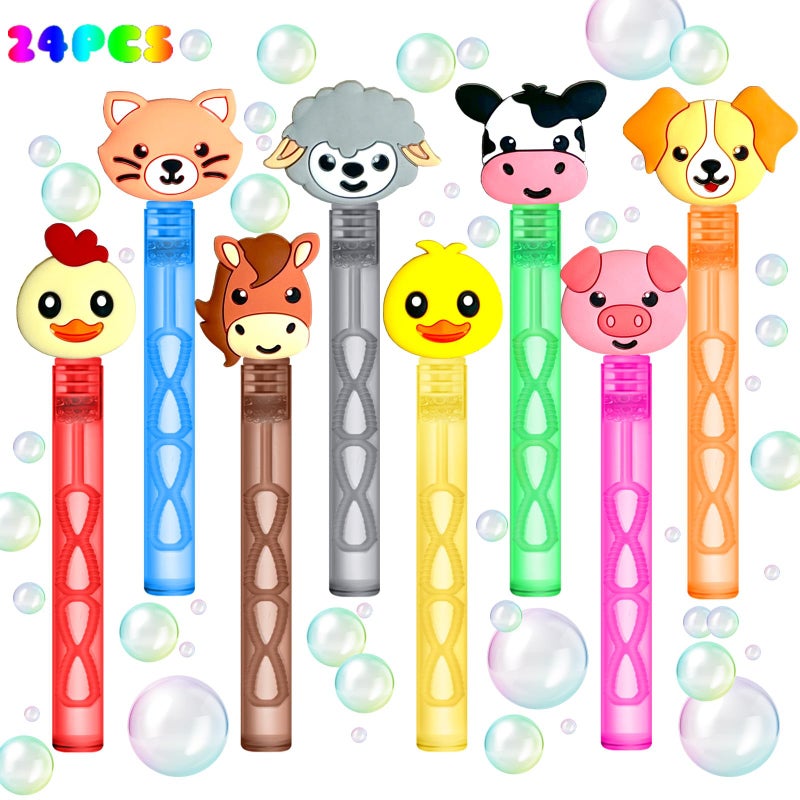 uoyoi Farm Party Favors24Pcs Farm Animal Bubble Wands for Kids Birthday Party SuppliesBaby Shower Prizes Pinata Goodie Bag Stuffers Gift - Image 3