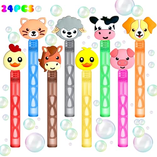 uoyoi Farm Party Favors24Pcs Farm Animal Bubble Wands for Kids Birthday Party SuppliesBaby Shower Prizes Pinata Goodie Bag Stuffers Gift - Image 1