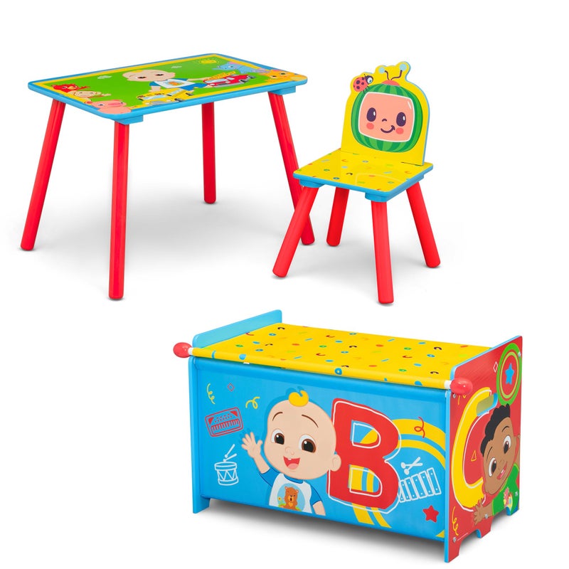 Delta CHILDREN Delta Children CoComelon 3Piece Toddler Playroom Set Includes Table Chair and Toy Box Green 