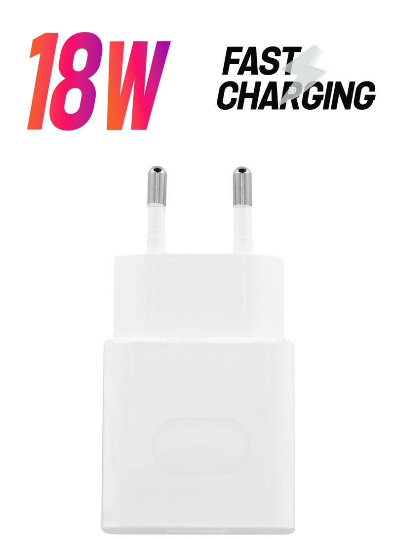 18W Fast USB Travel Adapter with Micro USB Cable for Samsung Galaxy S7 / S7 Edge / S6 / S6 Edge / A9 (2016) / Note 6 / S5 / S4, Note, LG, Nexus, Nokia etc. (White) - Image 1