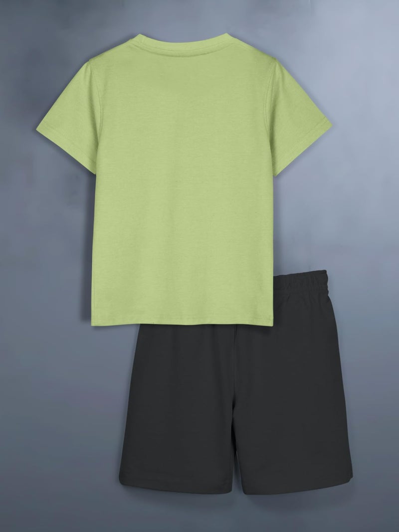 HELLCAT Boys Dress Clothing Set Combo with Tshirts & Shorts - Pack 2 Black/Green 9-10 Years - Image 4