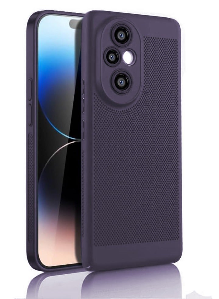 Heat Dissipation Case with Built in Camera Lens Protector Slim Fit Breathable Cooling Anti Fingerprint Hard PC Back Shockproof Cover For Honor 200 Pro (Purple)
