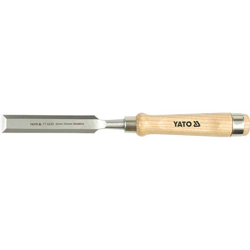 Yato 8Mm CrV60 Flat Edge Chisel with Wooden Handle 5850 HRC Metal Clamp Cutting Punching - Image 1