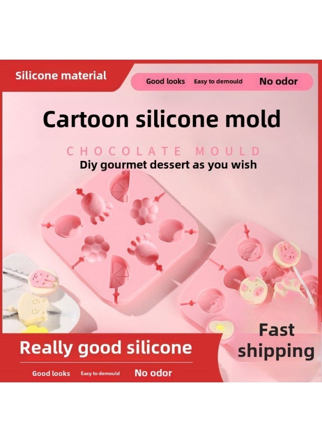 Silicone Lollipop Mold With Lid Chocolate Candy Mold Silicone Cheese Stick Mold Processing Customization-Color - Image 2