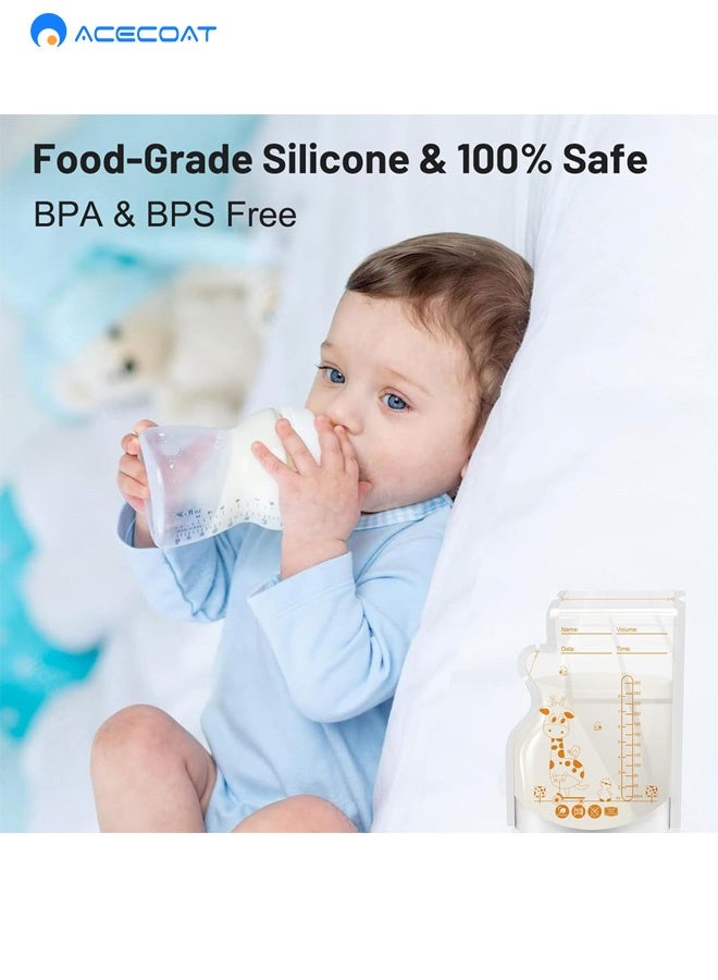ACECOAT Breastmilk Storage Bags 50 Pack 250ML BPA Free Double Sealed Self Standing Breast Milk Bags for Breastfeeding Daily Use and Baby Feeding - Image 5