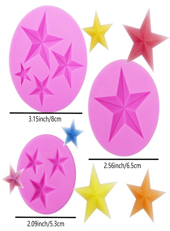 acvcatto Star Fondant Silicone Molds, 3D Five-Pointed Star Shaped Chocolate Molds, Cake Decorating Baking Molds for Cupcake Topper Candy Gum Cookie Jelly Pudding Ice Cube Dough Clay Resin DIY Craft Set of 3 - Image 2