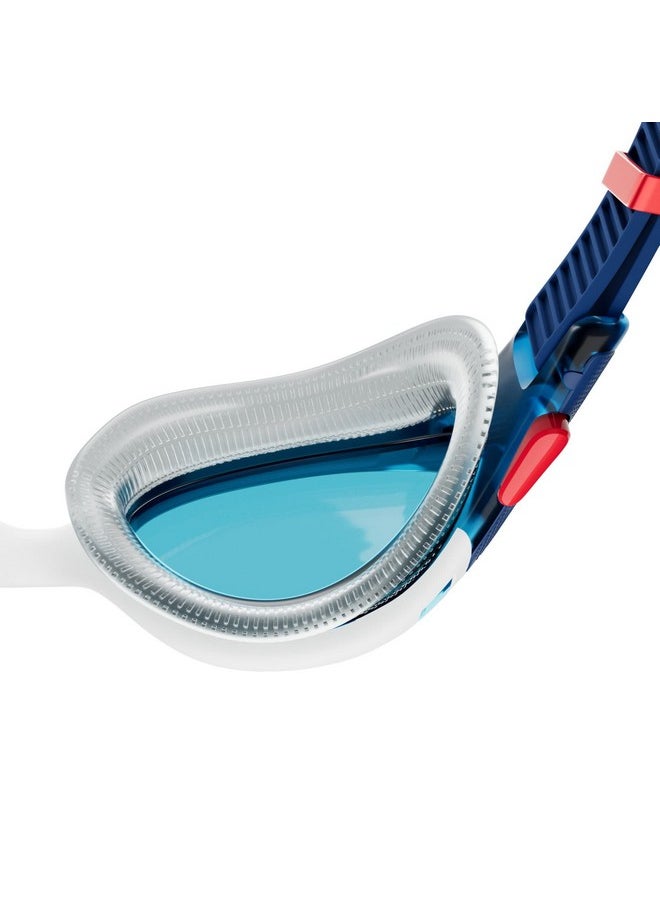 speedo نظارات السباحة Biofuse 2.0 للجنسين (أزرق/أبيض)  - Image 5