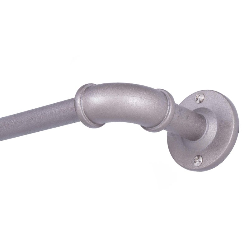 Sun Zero SN47072 Bronn Industrial Pipe Blackout Wrap Around Curtain Rod 66120 Adjustable Length Polished Pewter Finish 34 Diameter Textured Steel Tube