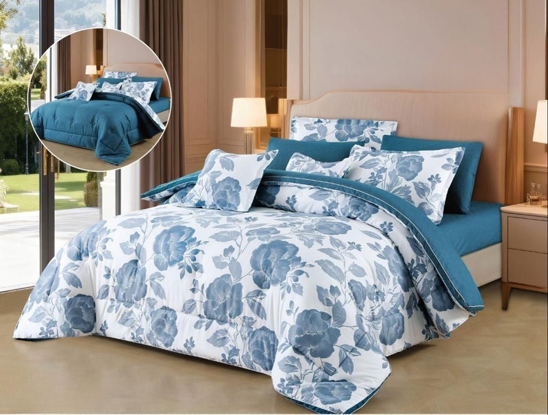 Double bed sheet set, 8 pieces, microfiber, soft quality and elegant design