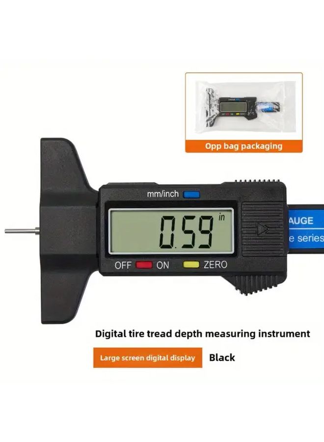 Black Digital Tire Tread Depth Gauge with LCD Display for Motorcycle SUV Truck - Image 4