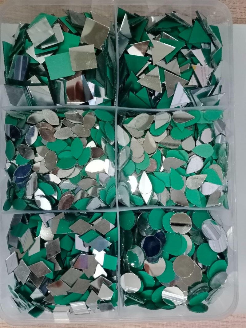 NNJ GROUP NNJ Mosaic Big Size Mirror Pieces Set for ArtCraft Pack of 600 Pieces 100 Pieces of Each Shape - Image 1