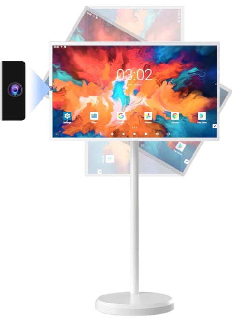 21.5 Inch Portable TV Floor Smart Screen - LCD Touch Display Screen with Adjustable Stand -Build-in Camera, 4G RAM+64G Storage