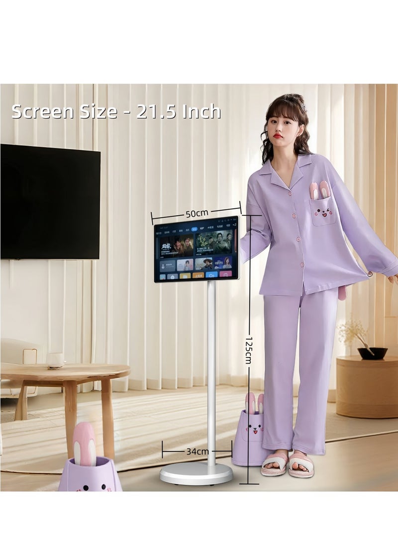 21.5 Inch Portable TV Floor Smart Screen - LCD Touch Display Screen with Adjustable Stand -Build-in Camera, 4G RAM+64G Storage