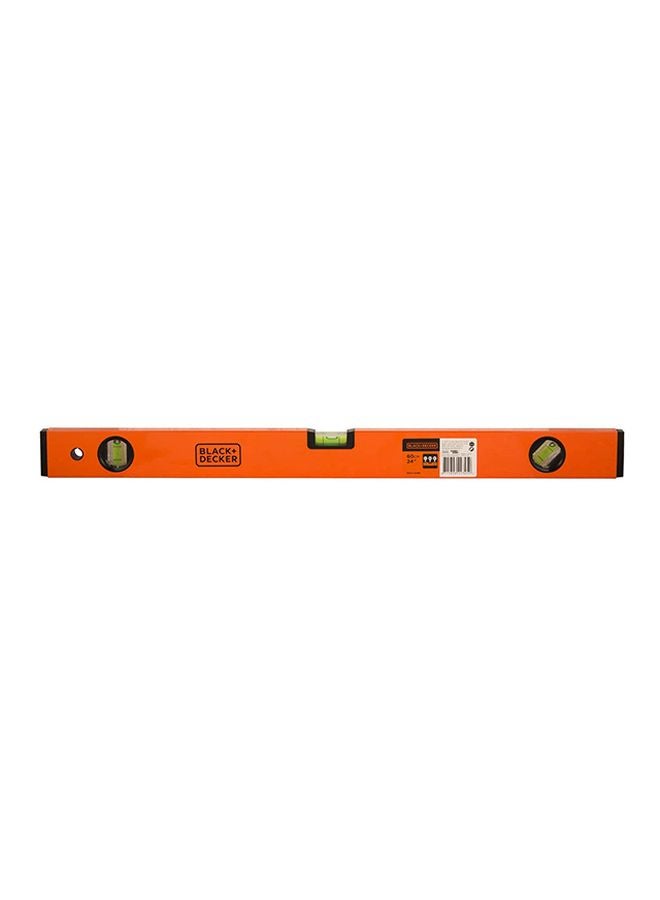 BLACK+DECKER 60cm aluminium box beam triple spirit level, orange/black - bdht43189, 2 years warranty Orange 600x20x50mm - Image 1