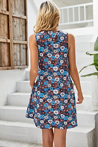 SimpleFun Tshirt Dress for Women Summer Sleevelss Sundresses Trendy Floral Flowy Boho Dresses Blue,m - Image 4