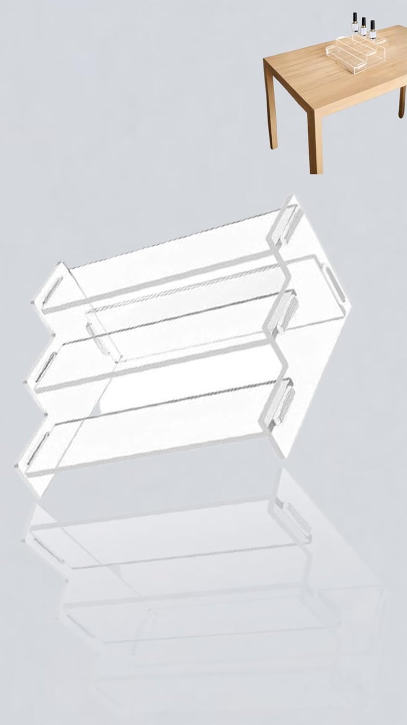 Honwor Acrylic 3-Tier Display Riser - Clear Perfume Organizer & Spice Rack, Versatile Stand for Collectibles, Toys, Action Figures & Desserts, Elegant Showcase Shelves - Image 1