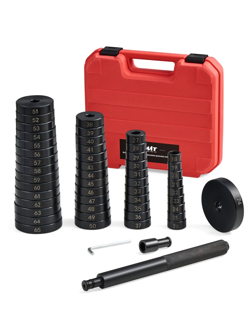 Orion Motor Tech 52in1 Custom Bushing Driver Tool Set and Transmission Wheel Axle Bearing Race Seal Installer Remover Bush Removal Puller Bearing Press Tool Kit