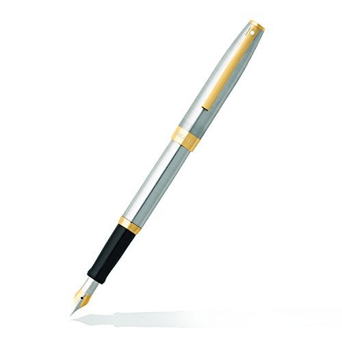 Sheaffer Sagaris Medium Nib Fountain Pen, Brushed Chrome, Gold Tone Trim (E0947353) - Image 5