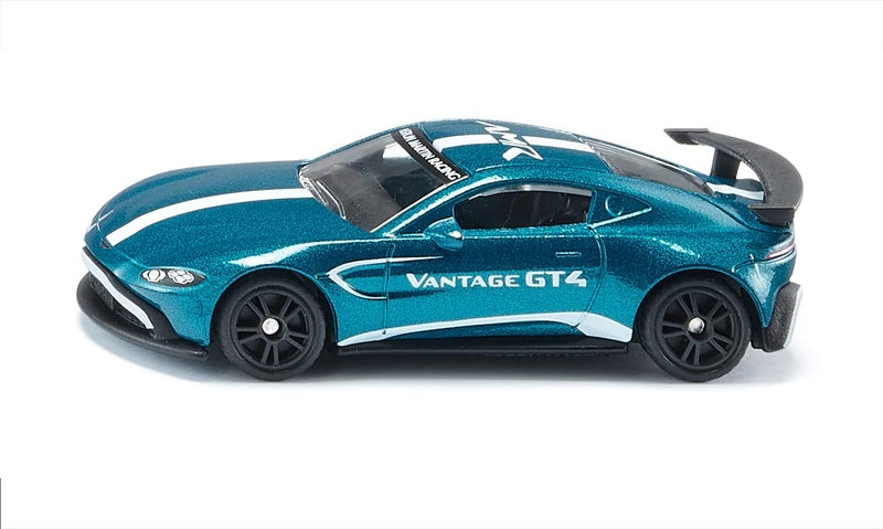 Siku 1577, Aston Martin Vantage GT4, Toy Car, Metal/Plastic, Blue, Metallic Paint, Huge Rear Wing, Sport Tyres, Detailed Design - Image 1