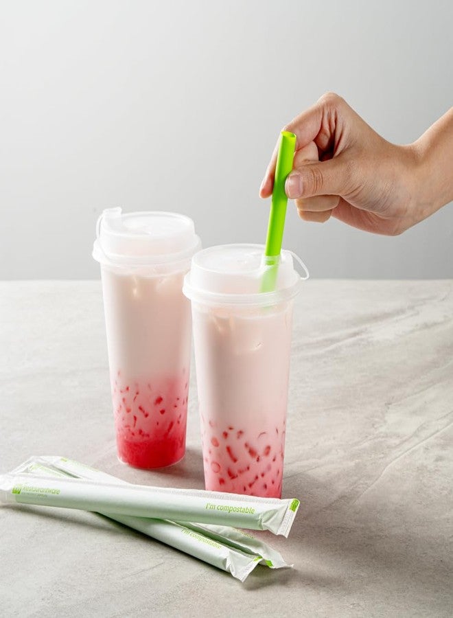 Restaurantware-Basic Nature 9.1 Inch Disposable Boba Straws, 100 Sustainable Straws - Wrapped, No Altered Flavors, Green PLA / PBAT Straw, For Hot And Cold Drinks - Image 4