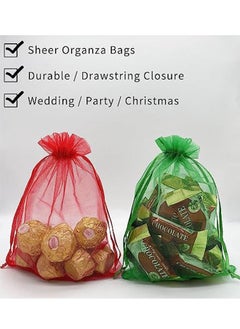 Ocean 100Pcs 8 x 10CM Mixed Color Sheer Drawstring Organza Jewelry Pouches Wedding Party Favor Gift Bags  - Image 3
