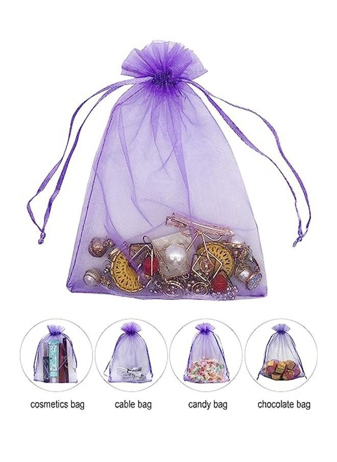 Ocean 100Pcs 8 x 10CM Mixed Color Sheer Drawstring Organza Jewelry Pouches Wedding Party Favor Gift Bags  - Image 4
