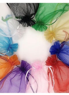 Ocean 100Pcs 8 x 10CM Mixed Color Sheer Drawstring Organza Jewelry Pouches Wedding Party Favor Gift Bags  - Image 2