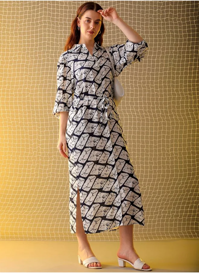 مرفوعة Women Regular Fit Casual Geometric Print Dress