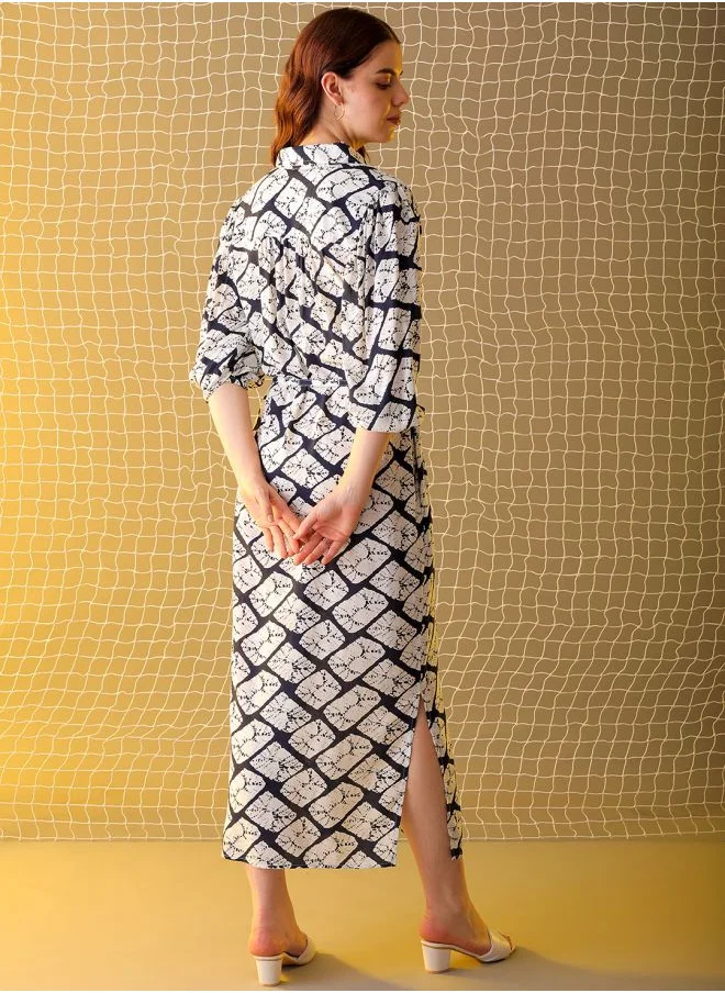 مرفوعة Women Regular Fit Casual Geometric Print Dress