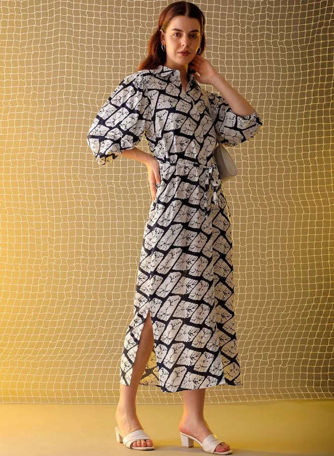 مرفوعة Women Regular Fit Casual Geometric Print Dress