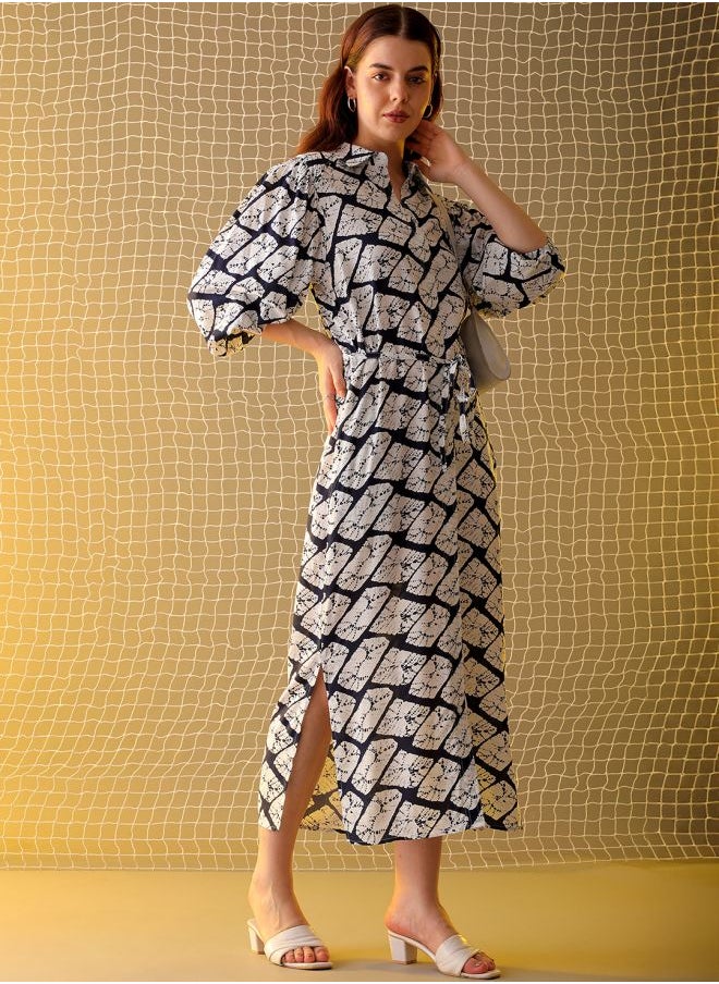 Freehand Women Regular Fit Casual Geometric Print Dress  - Image 3