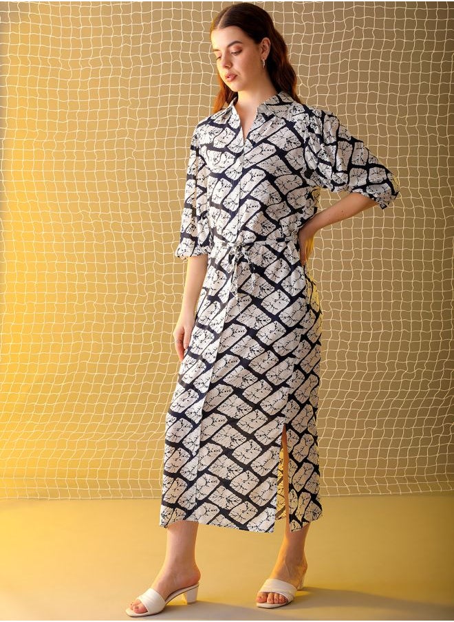 Freehand Women Regular Fit Casual Geometric Print Dress  - Image 4