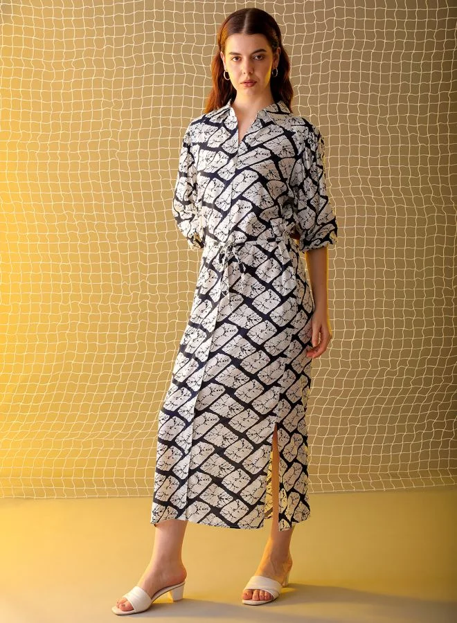 مرفوعة Women Regular Fit Casual Geometric Print Dress