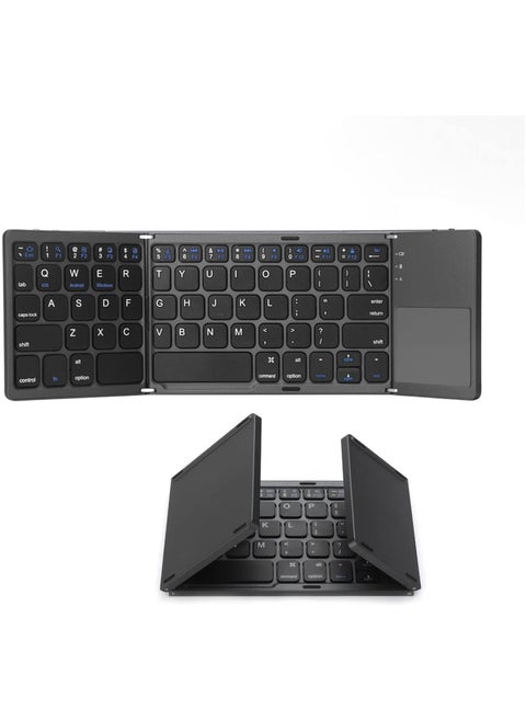Foldable Blue Bluetooth Keyboard with Touchpad – Portable 19-Key Wireless Keyboard for Tablets and Everyday Use