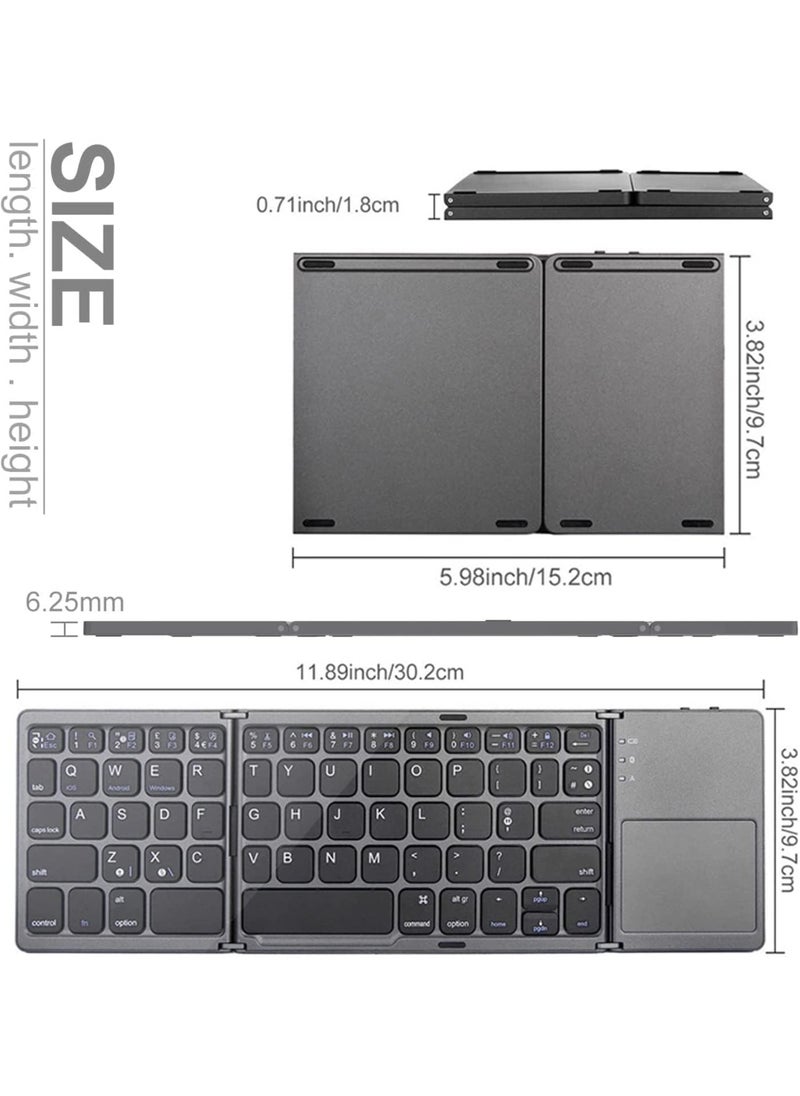 Foldable Blue Bluetooth Keyboard with Touchpad – Portable 19-Key Wireless Keyboard for Tablets and Everyday Use