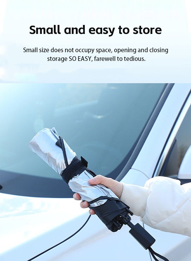 Windshield Sun Shade Umbrella, Car Sun Shade Windshield Foldable UV Block, Sunshade for Car Windshield 360° Rotation Bendable Handle for Cars, Sedan - Image 4