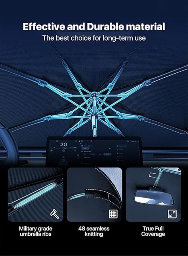 Windshield Sun Shade Umbrella, Car Sun Shade Windshield Foldable UV Block, Sunshade for Car Windshield 360° Rotation Bendable Handle for Cars, Sedan - Image 2