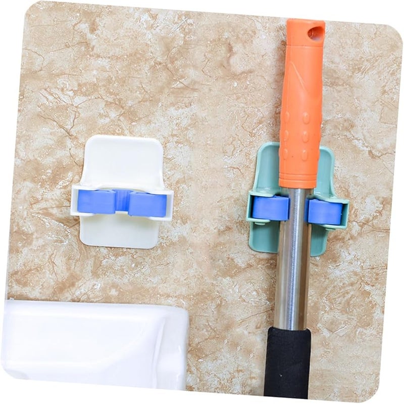 حامل ممسحة ومقشة مثبت على الحائط ذاتي اللصق لا يتطلب الحفر يوفر مساحة لتخزين المنزل - Image 3