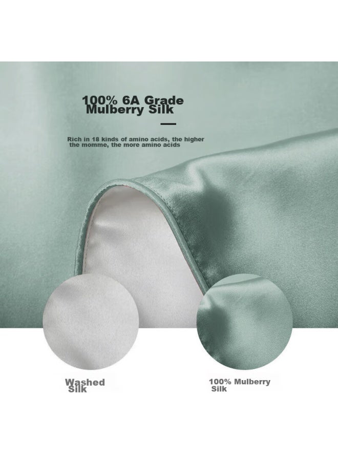 La Torretta Silk Pillowcase, 22 Mm, 100% Mulberry Silk, 48x74cm, Silk Pillow Cover, Green, Single Pack