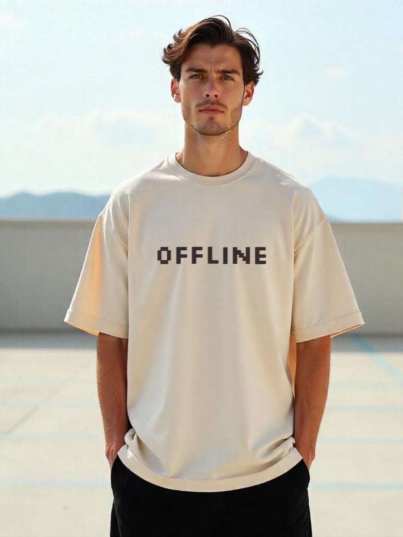 NOBERO Cotton Men's Solid Oversized Fit T-Shirt (1M-TWRT-C0737_Sand, Medium - Image 2