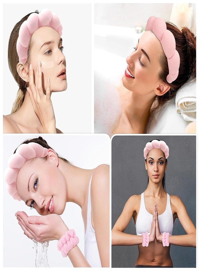 GLNRM Spa Headband And Wristband Scrunchies For Washing Face, Makeup Headband, Skin Care Headband Sponge Facial Skincare Headbands Terry Cloth Puffy Makeup Accessories For Women & Girls - Image 4